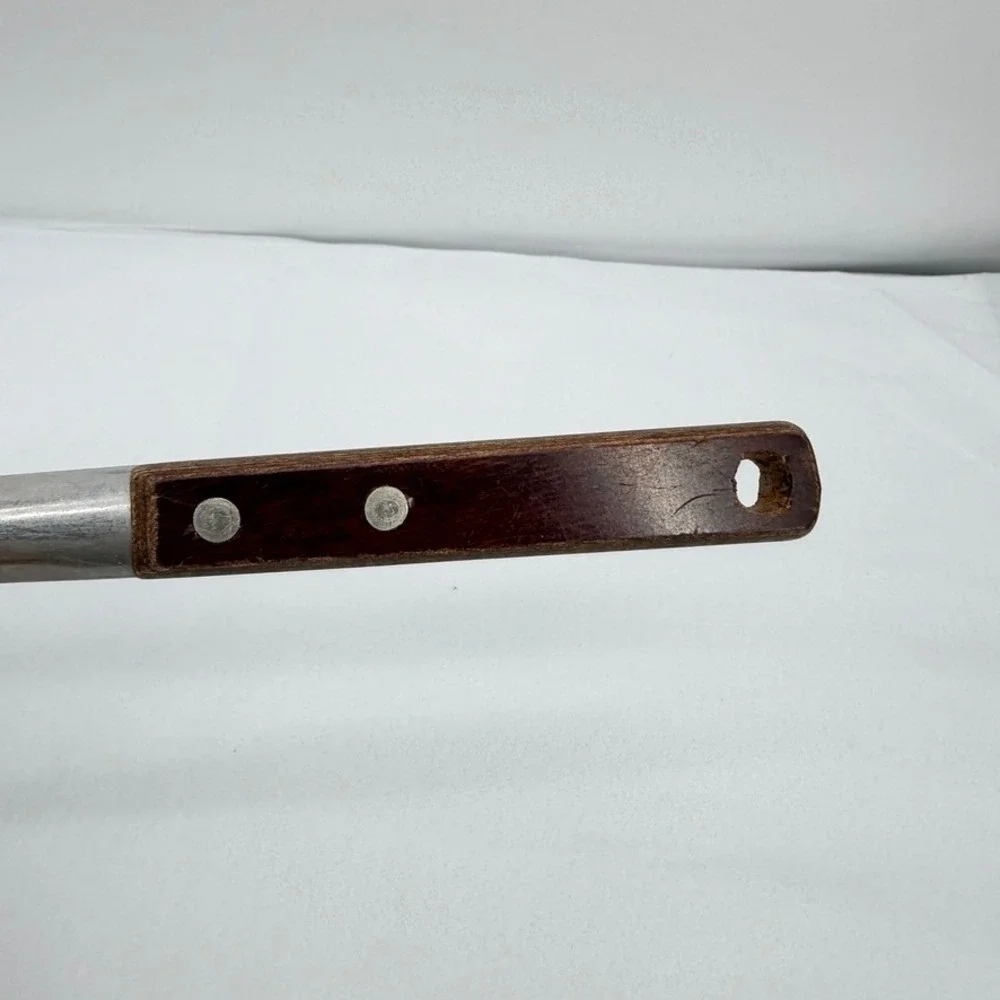 Stainless Steel VTG Curved Spatula Slotted Wood Handle Kitchen Tool 12.5
